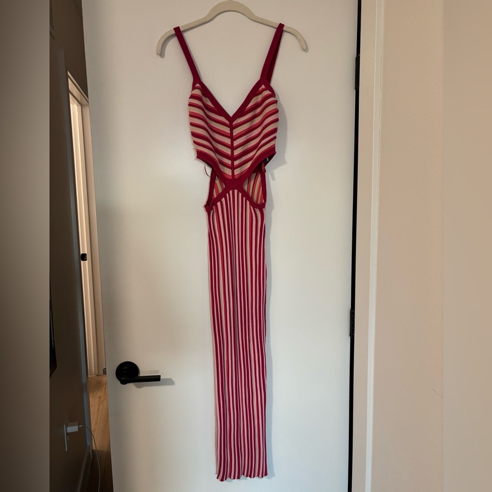 Torn by Ronny Kobo pink and cream striped dress